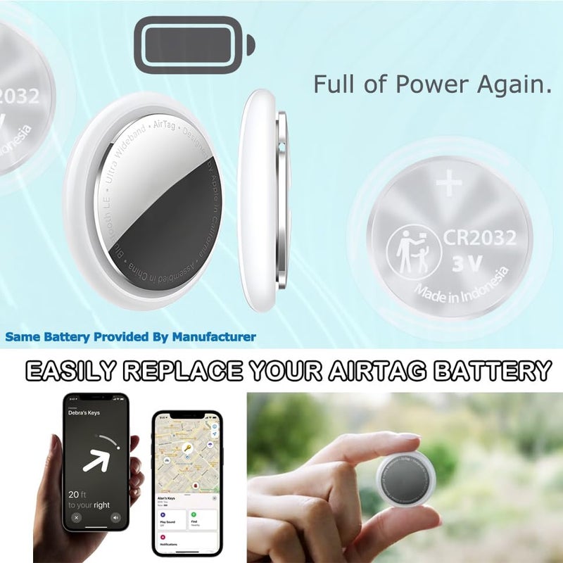 KKNCO (عبوة من 4) بطاريات بديلة لجهاز Apple AirTag، تناسب AirTag تمامًا، بدون طلاء مرير، بطارية OEM CR2032 - Image 5